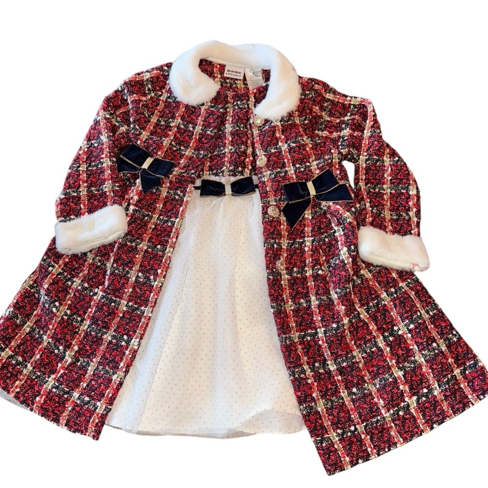 Blueberi Gold Gorgeous Girls Dress & Coat Size 8 Wedding Party Holiday 2 PC EUC
